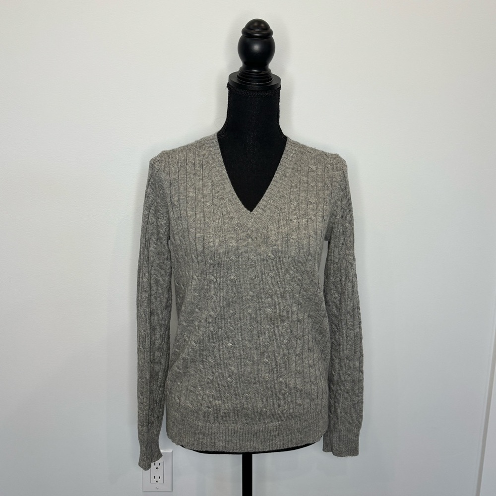 J. Crew Wool Blend Gray V-Neck Knit Sweater